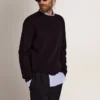 Jersey de cuello redondo para hombre de algodón azul oscuro