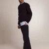Jersey de cuello redondo para hombre de algodón azul oscuro
