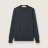 Jersey de cuello redondo para hombre de lana melange gris oscuro