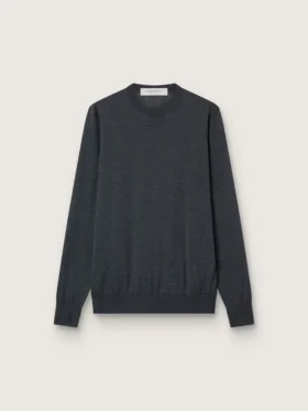 Jersey de cuello redondo para hombre de lana melange gris oscuro