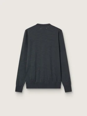 Jersey de cuello redondo para hombre de lana melange gris oscuro