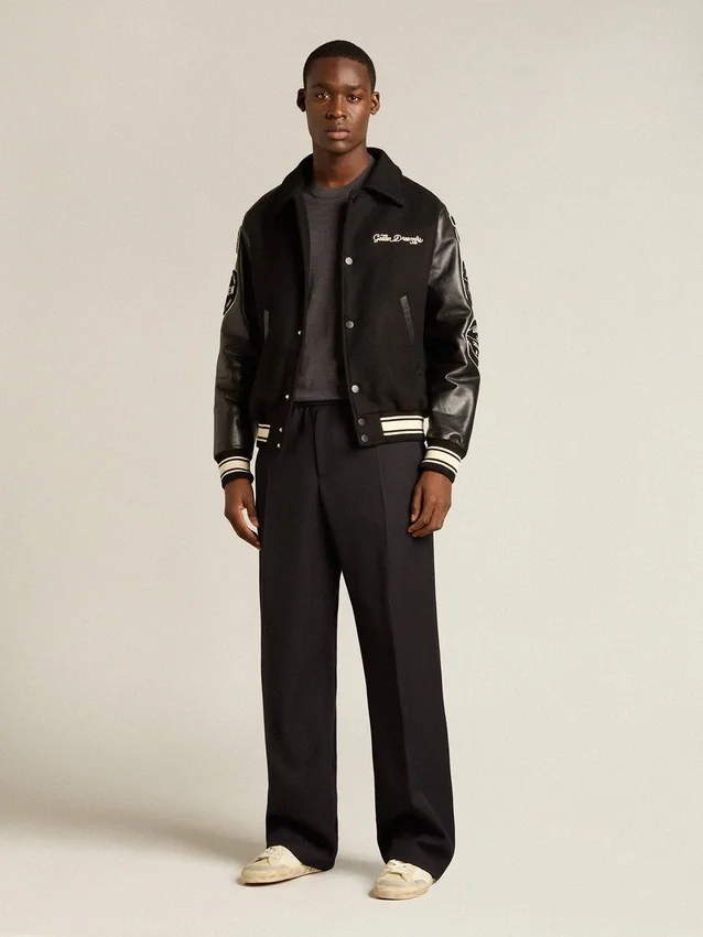 Jersey de cuello redondo para hombre de lana melange gris oscuro