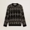 Jersey de cuello redondo para hombre, de mezcla de lana, con diseño de rombos en jacquard