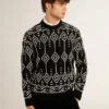 Jersey de cuello redondo para hombre, de mezcla de lana, con diseño de rombos en jacquard
