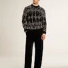 Jersey de cuello redondo para hombre, de mezcla de lana, con diseño de rombos en jacquard