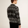 Jersey de cuello redondo para hombre, de mezcla de lana, con diseño de rombos en jacquard