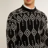 Jersey de cuello redondo para hombre, de mezcla de lana, con diseño de rombos en jacquard