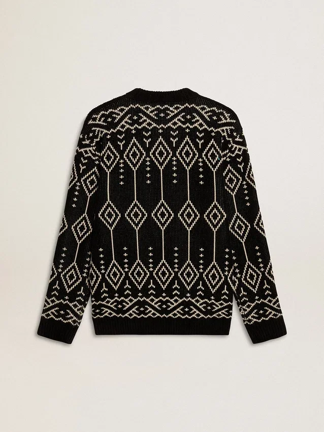 Jersey de cuello redondo para hombre, de mezcla de lana, con diseño de rombos en jacquard