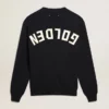 Jersey de cuello redondo para hombre en algodón azul oscuro con logotipo