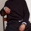 Jersey de cuello redondo para hombre en algodón azul oscuro con logotipo