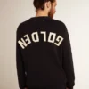 Jersey de cuello redondo para hombre en algodón azul oscuro con logotipo