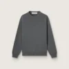 Jersey de cuello redondo para hombre en algodón gris oscuro con logotipo en la espalda
