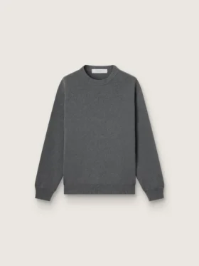 Jersey de cuello redondo para hombre en algodón gris oscuro con logotipo en la espalda