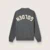 Jersey de cuello redondo para hombre en algodón gris oscuro con logotipo en la espalda