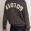Jersey de cuello redondo para hombre en algodón gris oscuro con logotipo en la espalda