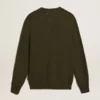 Jersey de cuello redondo para hombre en algodón verde militar