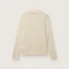 Jersey de cuello redondo para hombre en lana merino blanca con cristales por toda la prenda
