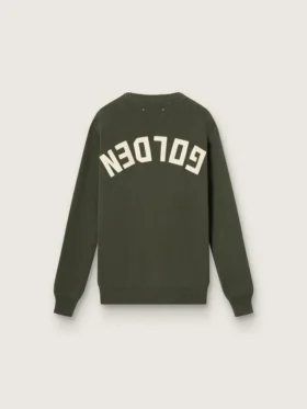 Jersey de cuello redondo para hombre en verde militar con letras «doradas» en la espalda