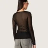 Jersey de cuello redondo para mujer con estampado jacquard floral negro