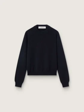 Jersey de cuello redondo para mujer en algodón azul oscuro