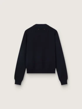 Jersey de cuello redondo para mujer en algodón azul oscuro