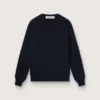 Jersey de cuello redondo para mujer en algodón azul oscuro con logotipo en la espalda