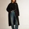 Jersey de cuello redondo para mujer en algodón azul oscuro con logotipo en la espalda