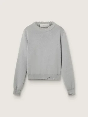 Jersey de cuello redondo para mujer en algodón gris