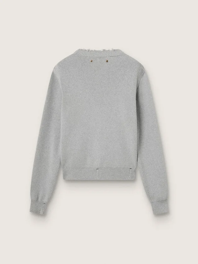 Jersey de cuello redondo para mujer en algodón gris
