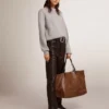 Jersey de cuello redondo para mujer en algodón gris