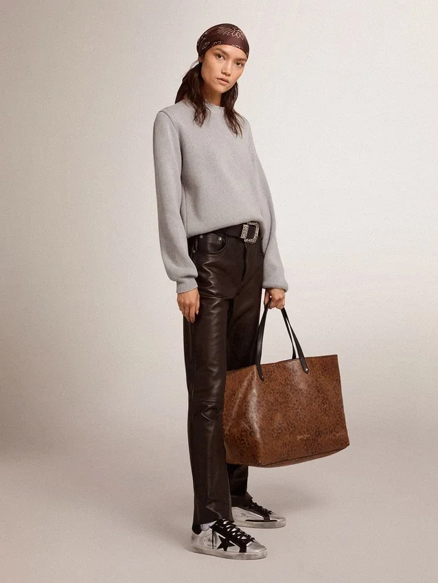 Jersey de cuello redondo para mujer en algodón gris