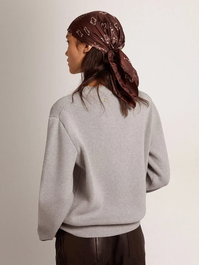 Jersey de cuello redondo para mujer en algodón gris