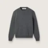 Jersey de cuello redondo para mujer en algodón gris oscuro con logotipo en la espalda