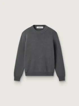Jersey de cuello redondo para mujer en algodón gris oscuro con logotipo en la espalda