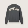 Jersey de cuello redondo para mujer en algodón gris oscuro con logotipo en la espalda