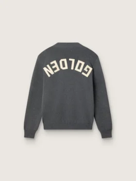 Jersey de cuello redondo para mujer en algodón gris oscuro con logotipo en la espalda