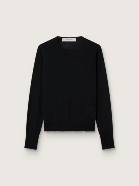 Jersey de cuello redondo para mujer en lana negra