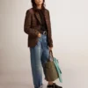 Jersey de cuello redondo para mujer en lana negra
