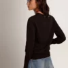 Jersey de cuello redondo para mujer en lana negra