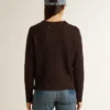 Jersey de cuello redondo para mujer en mezcla de lana con botones dorados