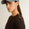 Jersey de cuello redondo para mujer en mezcla de lana con botones dorados