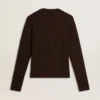 Jersey de cuello redondo para mujer en mezcla de lana con botones dorados