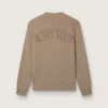 Jersey de hombre en algodón orgánico color topo claro con logotipo bordado