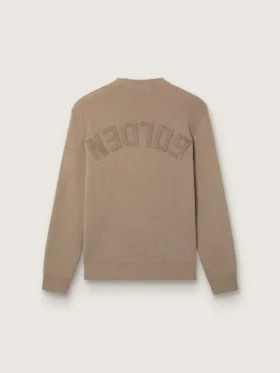 Jersey de hombre en algodón orgánico color topo claro con logotipo bordado