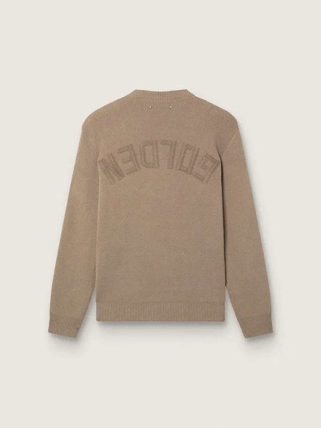 Jersey de hombre en algodón orgánico color topo claro con logotipo bordado