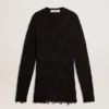Jersey de lana negro para hombre con efecto desgastado