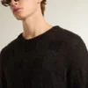 Jersey de lana negro para hombre con efecto desgastado