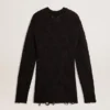 Jersey de lana negro para hombre con efecto desgastado