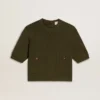 Jersey de manga corta para mujer de algodón en verde militar