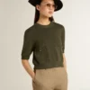 Jersey de manga corta para mujer de algodón en verde militar